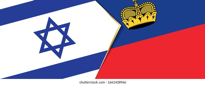 Israel and Liechtenstein flags, two vector flags symbol of relationship or confrontation.