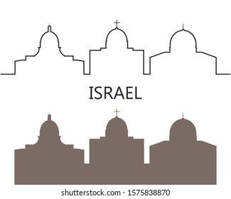 Israel logo. Isolated Israeli architecture on white background