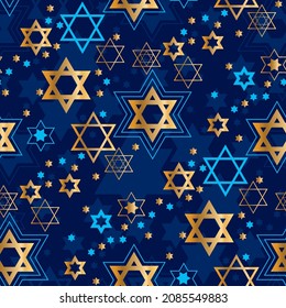 Israel Magen David star seamless pattern for Hanukkah selebration