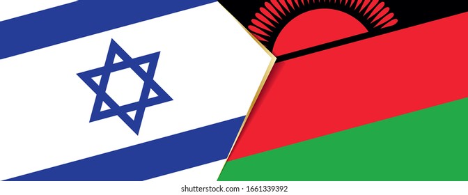 Israel and Malawi flags, two vector flags symbol of relationship or confrontation.