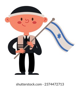 israel man waving flag character