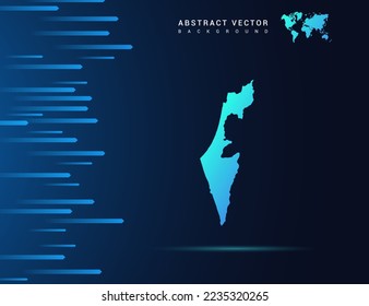 Israel map with abstract blue background technology.