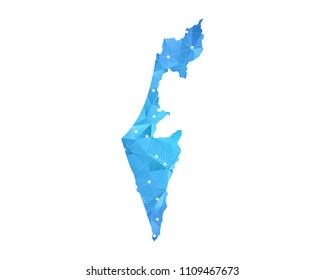 Israel Map - Abstract geometric rumpled triangular low poly style gradient graphic on white background , line dots polygonal design for your . Vector illustration eps 10.