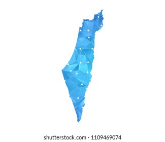 Israel Map - Abstract geometric rumpled triangular low poly style gradient graphic on white background , line dots polygonal design for your . Vector illustration eps 10.