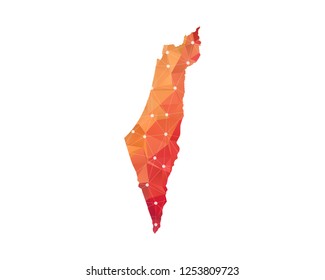 Israel Map - Abstract geometric rumpled triangular low poly style gradient graphic on white background , line dots polygonal design for your . Vector illustration eps 10.