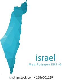 Israel Map Abstrakte geometrische abgerundete dreieckige Farbverlauf-Grafik mit Low-Poly-Stil auf weißem Hintergrund