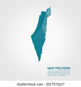 Israel Map Abstrakte geometrische abgerundete dreieckige Farbverlauf-Grafik mit Low-Poly-Stil auf weißem Hintergrund