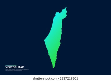 Israel map of abstract gradient green blue concept with technology light effect vector.