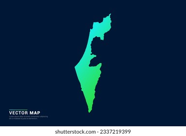 Mapa israelí del concepto azul gradiente abstracto verde con vector de efecto luz de tecnología.