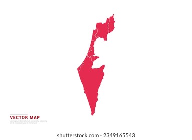 Israel Map - abstract style red isolated on white background for infographic, design vector.