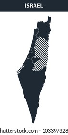 Israel map with administrative devision on regions