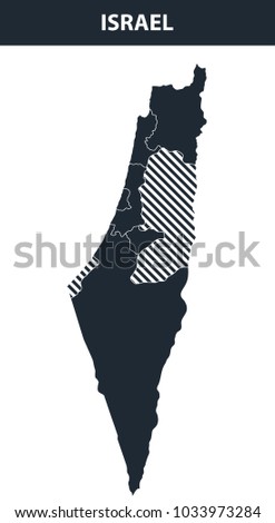 Israel map with administrative devision on regions
