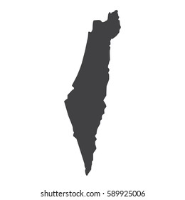Israel map in black on a white background. Vector illustration