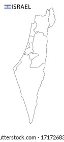 Israel map, black and white detailed outline regions of the country. Vector illustration