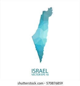 Israel map - blue geometric rumpled triangular low poly style gradient graphic background , polygonal design for your . Vector illustration eps 10.