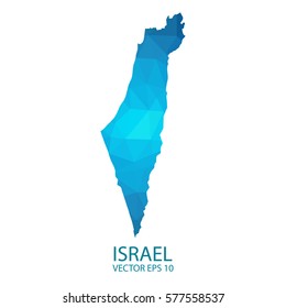 Mapa de Israel - fondo gráfico triangular triangular triangular con degradado de polo azul, diseño polígonal para su . Ilustración vectorial, pasos 10.