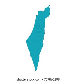 Israel map - blue geometric rumpled triangular low poly style gradient graphic background.