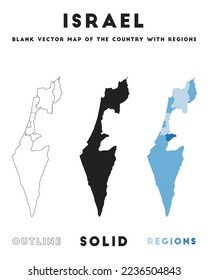 Mapa de Israel. Fronteras de Israel para tu infografía. Forma de campo del vector. Ilustración vectorial.