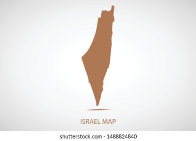 Israel map, brown color and country name. Map of Asia. Vector map on gray background. Symbol for your web site design map logo. app, ui, Travel vector eps10, concept Illustration.