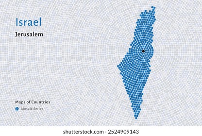 Mapa de Israel com a capital de Jerusalém mostrado em um padrão de mosaico