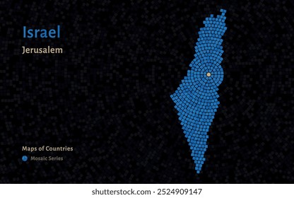 Mapa de Israel com a capital de Jerusalém mostrado em um padrão de mosaico