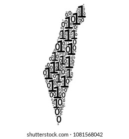 Israel Map collage icon of zero and null digits in variable sizes. Vector digits are united into Israel Map composition design concept.