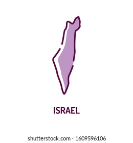 Israel map color line icon. Border of the country. Pictogram for web page, mobile app, promo. UI UX GUI design element. Editable stroke.