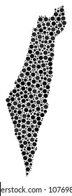 Israel Map composition of round dots in various sizes. Randomized round elements are composed into Israel Map illustration. Vector geographical map vector illustration.