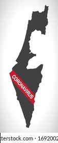 Israel map with Coronavirus warning illustration