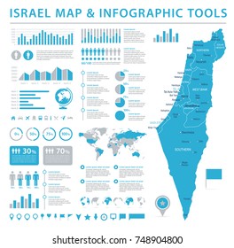 Israel Map - Detailed Info Graphic Vector Illustration