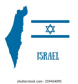 Israel map and flag with David star. Vector illustration