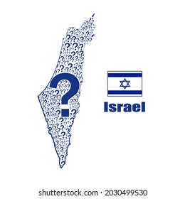 Israel map flag made from question mark.