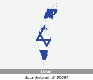 Israel Map Flag. Map of the State of Israel with the Israeli national flag isolated on white background. Vector Illustration.