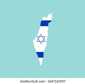 Israel map, flag. Vector illustration, flat design.