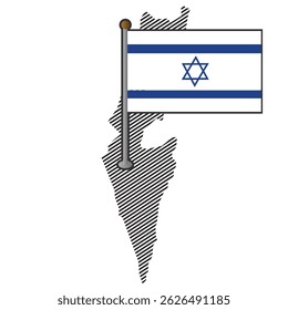 Mapa de Israel com bandeira. Ilustração vetorial