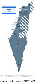 Israel map and flag - vector illustration