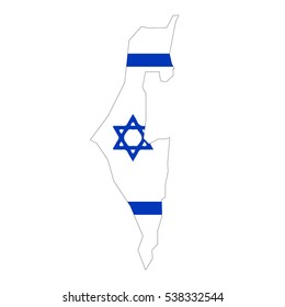 Israel map and flag in white background