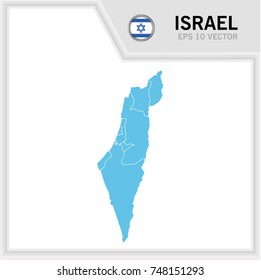 Israel map and flag in white background