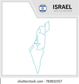 Israel map and flag in white background