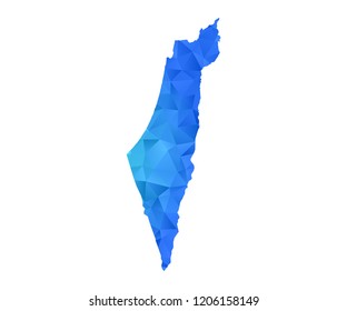 Israel map in geometric blue polygonal style modern design on white background. Vector illustration.