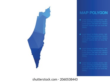 Israel map in geometric blue polygonal style modern design on white background. Vector illustration map in geometric blue polygonal style modern design on white background. Vector illustration.