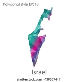 Israel map in geometric polygonal style.Abstract gems triangle,modern design background. Vector illustration EPS10