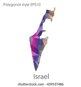 Israel map in geometric polygonal style.Abstract gems triangle,modern design background. Vector illustration EPS10