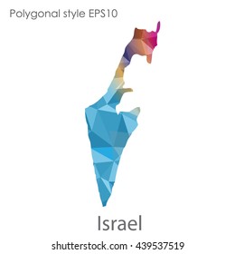 Israel map in geometric polygonal style.Abstract gems triangle,modern design background. Vector illustration EPS10