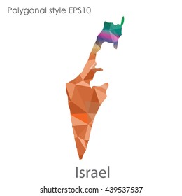 Israel map in geometric polygonal style.Abstract gems triangle,modern design background. Vector illustration EPS10