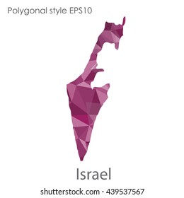 Israel map in geometric polygonal style.Abstract gems triangle,modern design background. Vector illustration EPS10