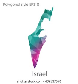 Israel map in geometric polygonal style.Abstract gems triangle,modern design background. Vector illustration EPS10