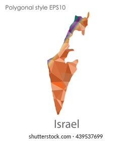 Israel map in geometric polygonal style.Abstract gems triangle,modern design background. Vector illustration EPS10