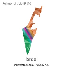 Israel map in geometric polygonal style.Abstract gems triangle,modern design background. Vector illustration EPS10