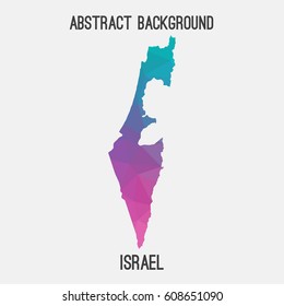 Israel map in geometric polygonal,mosaic style.Abstract tessellation,modern design background,low poly. Vector illustration.